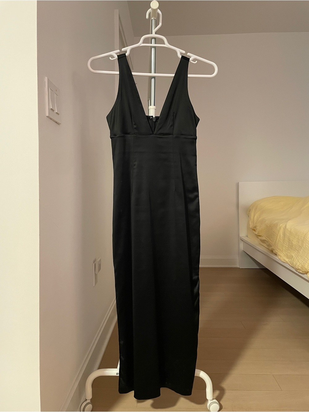 Abercrombie Classic Black Satin V-Neck Slip Dress